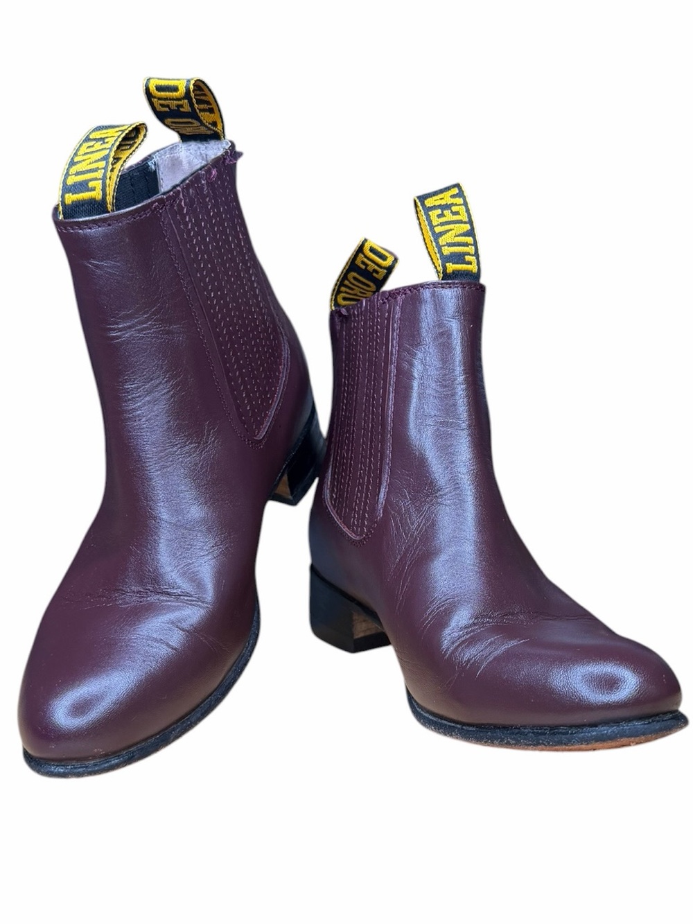 Linea de Oro Burgundy Leather Chelsea Boots Handmade Mexico Women’s 8.5